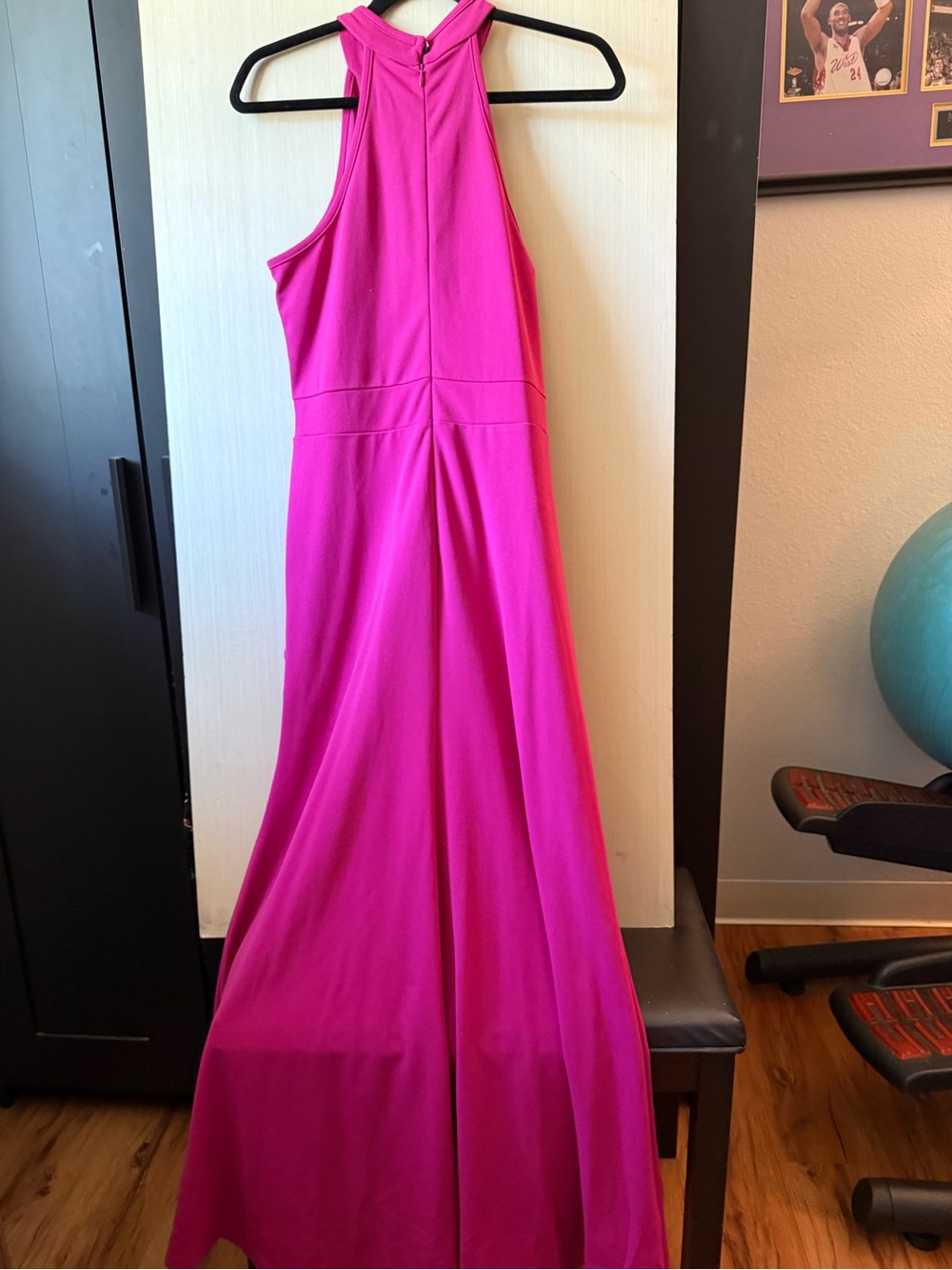 Women's Halter Ruffle Maxi Dress - Fuchsia - Picture 5 of 7